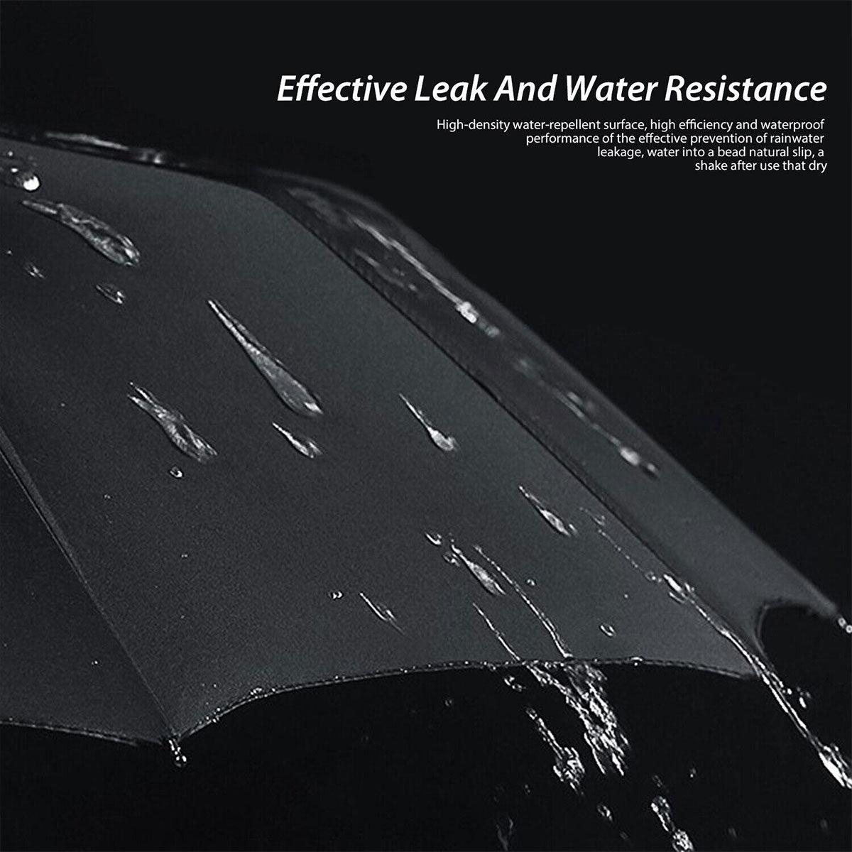 Automatic Folding Umbrella 12-Rib Large Windproof Sunshade for Men and Women - Black 5