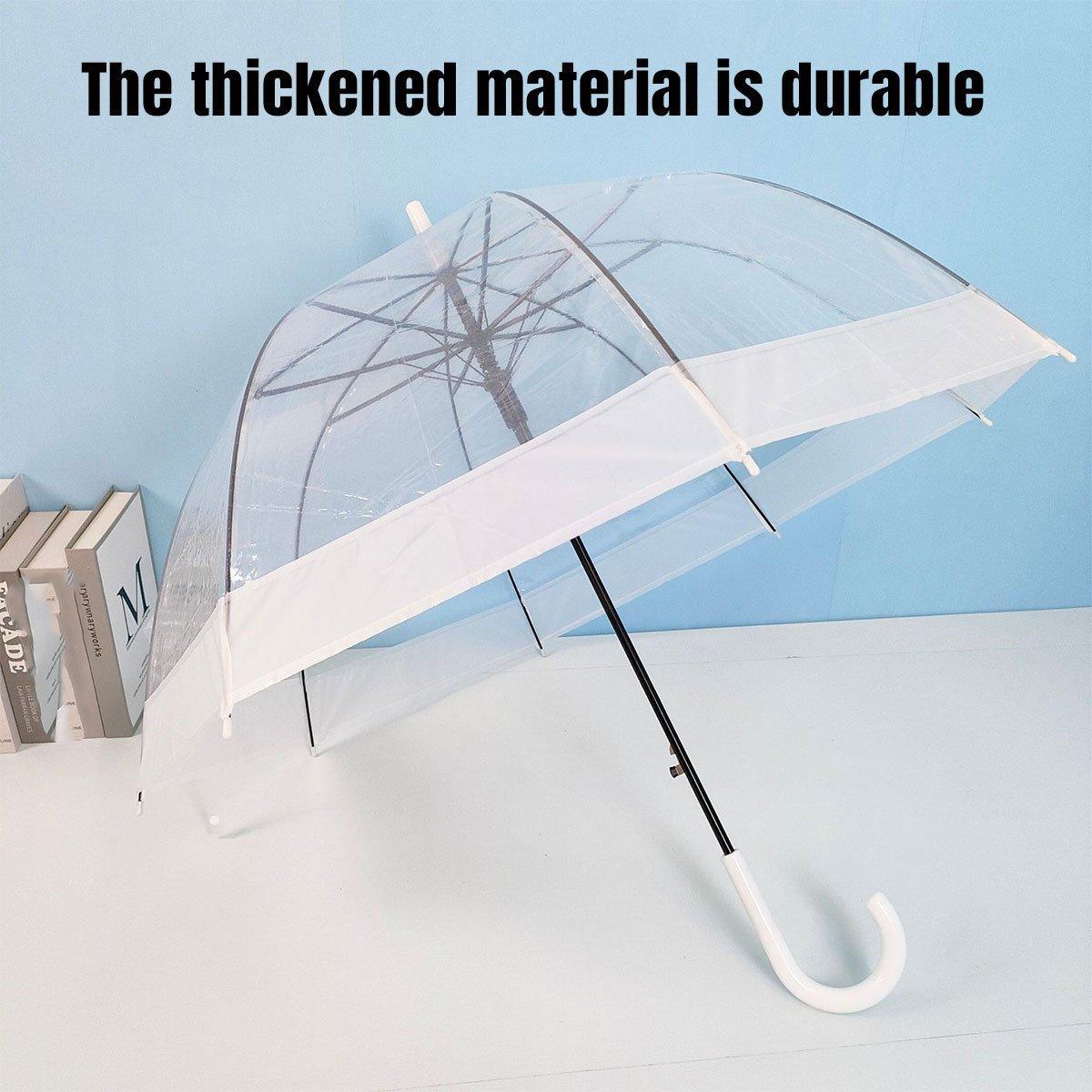 Clear Dome Umbrella Wedding Party Transparent Parasol Handle Waterproof Rain - Black 5