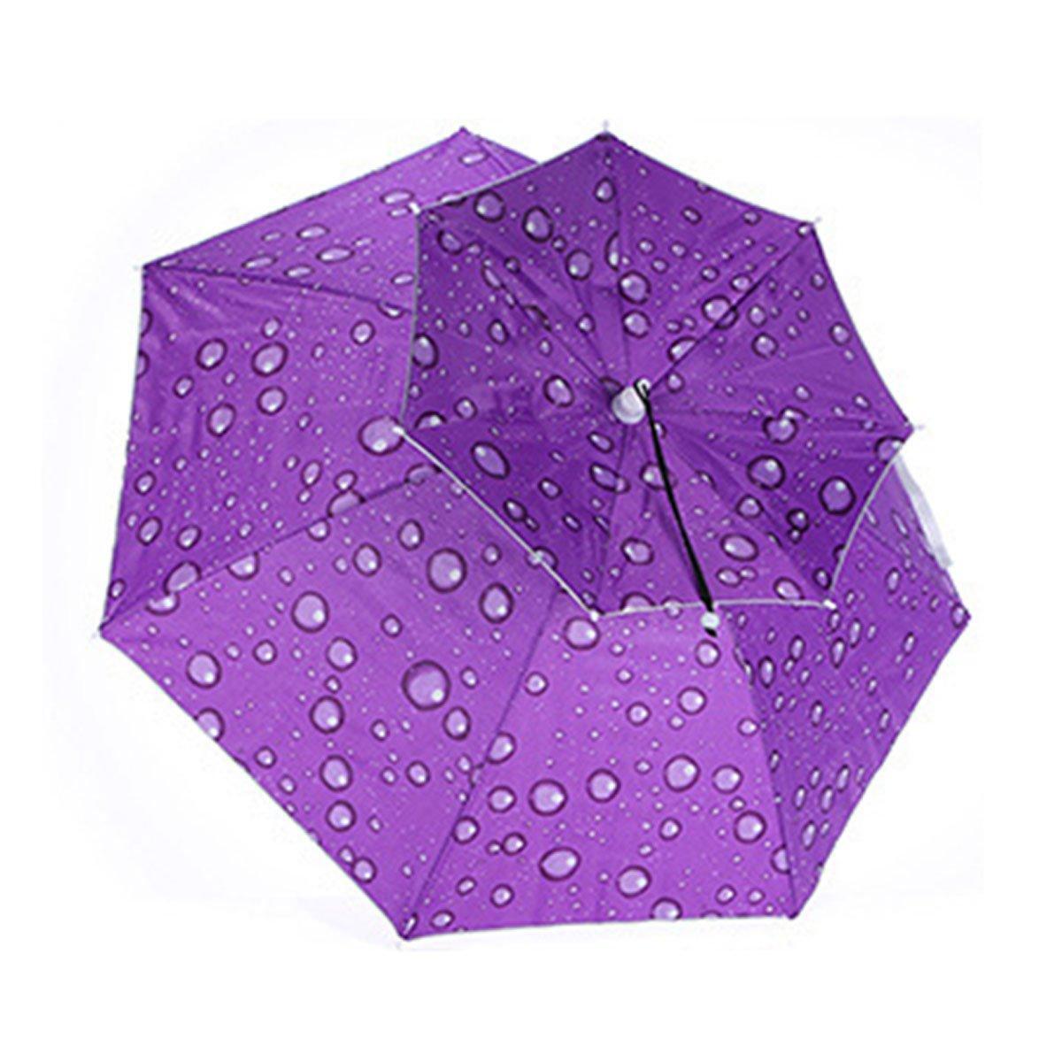 2-Layer Outdoor Foldable Sun Umbrella Hat Fishing Camping Headwear Cap Head Hat - Blue 9