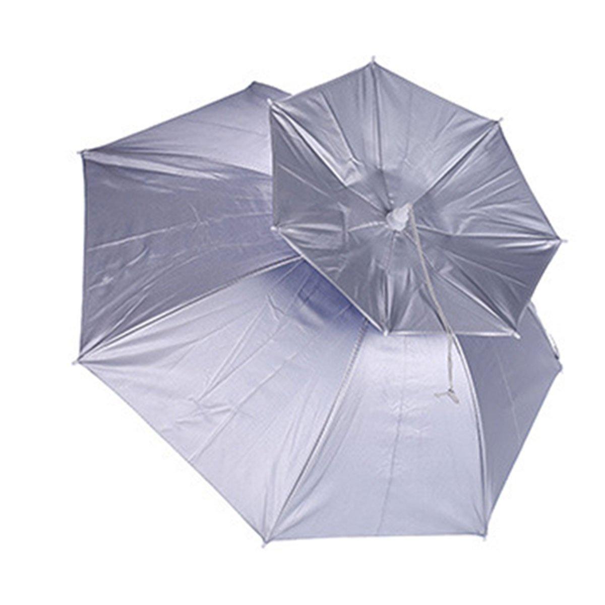 2-Layer Outdoor Foldable Sun Umbrella Hat Fishing Camping Headwear Cap Head Hat - Silver 7