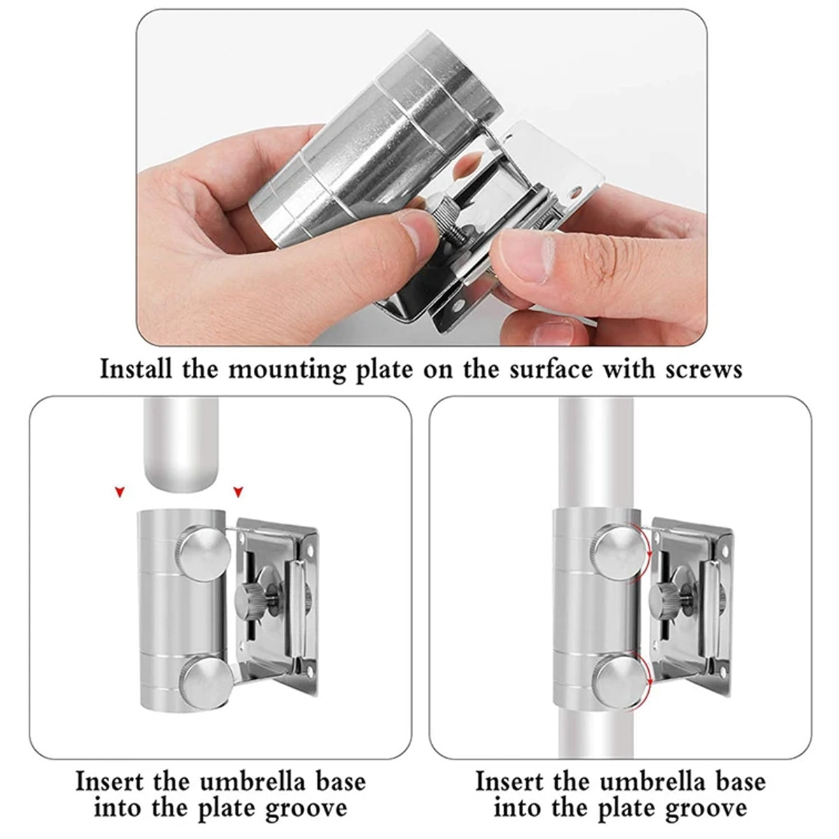 High Strength Adjustable Stainless Steel Umbrella Holder Bracket Stand Base 5