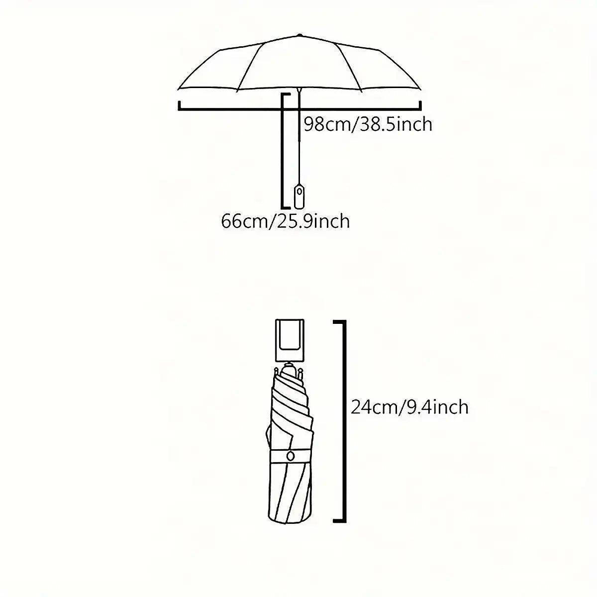 Stripe Sun Umbrella Rainy Folding Umbrella Women Sunscreen Black Rubber Sunshade 3