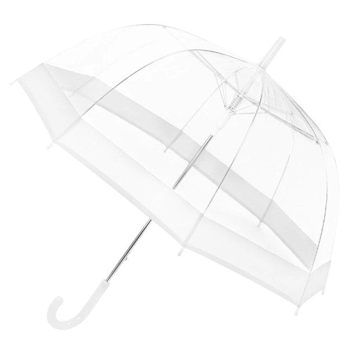 Clear Dome Umbrella Wedding Party Transparent Parasol Handle Waterproof Rain - White 7