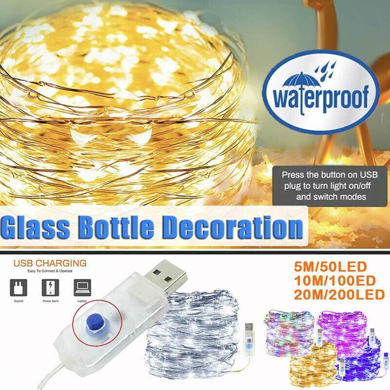 5M 10M 20M Usb Powered Copper Wire String Fairy Lights Xmas Wedding Party Home - Pure White(5m 50lights)
