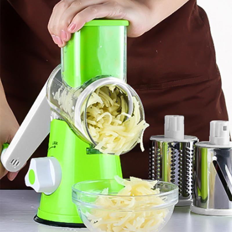 Kitchen Vegetable Fruit Slicer Cutter Shredder Food Manual Rotary Grater Chopper - Green 4