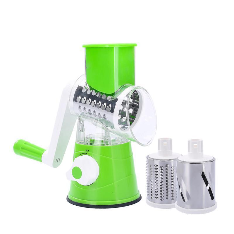 Kitchen Vegetable Fruit Slicer Cutter Shredder Food Manual Rotary Grater Chopper - Green 6