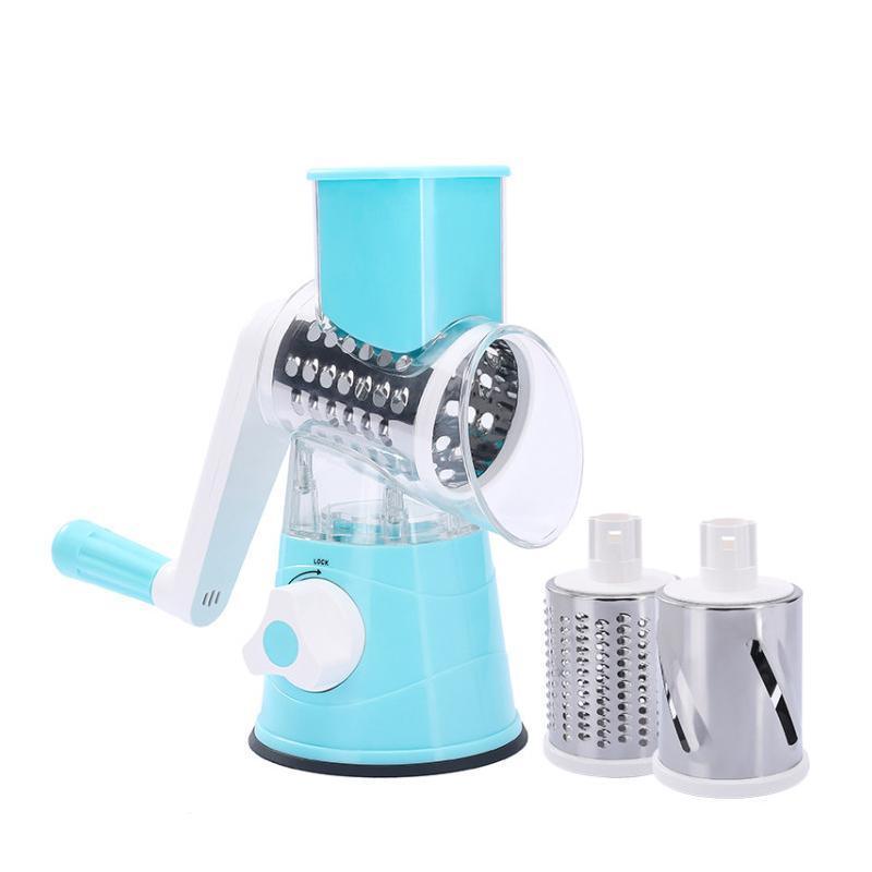 Kitchen Vegetable Fruit Slicer Cutter Shredder Food Manual Rotary Grater Chopper - Green 7