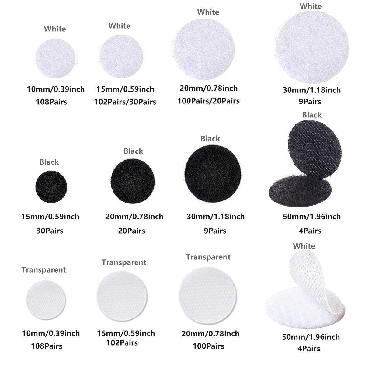 Strong Sticky Round Self Adhesive Dots DIY Bond Tape No Mark Fasteners - White 108 Pairs - 10mm 3