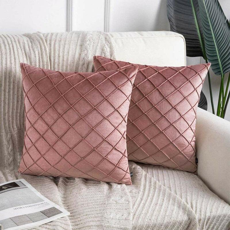 Velvet Cushion Cover Pleated Checked Plaid Plush Decorative Lounge Cushion Cover - White 3