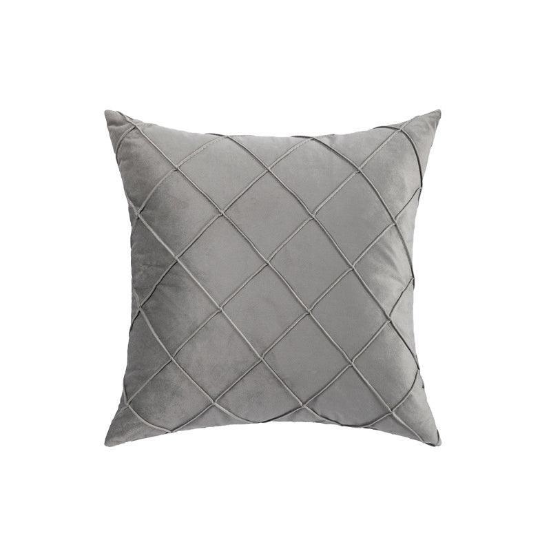 Velvet Cushion Cover Pleated Checked Plaid Plush Decorative Lounge Cushion Cover - White 7