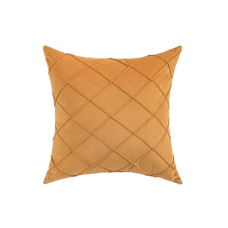 Velvet Cushion Cover Pleated Checked Plaid Plush Decorative Lounge Cushion Cover - White 11