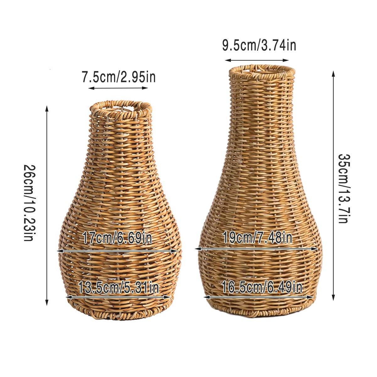 Imitation Rattan Woven Vase Decorative Flower Vase Arrangement for Home Decor - Small 3