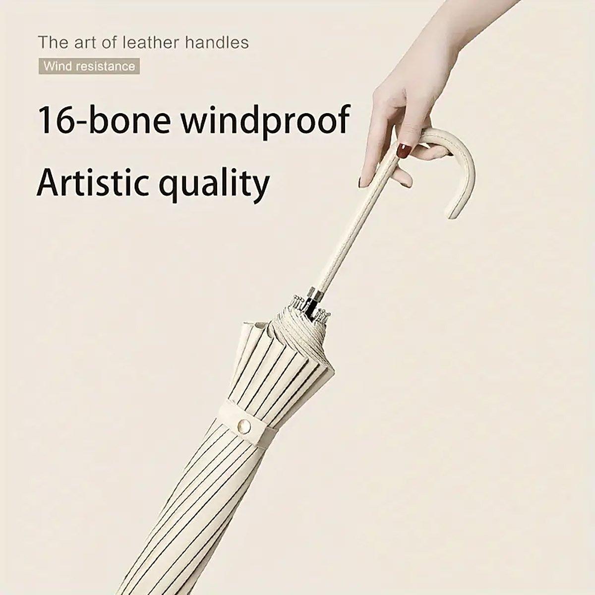 Large 16 Bone Automatic Umbrella Unisex Long Handle Dual Use Rain Sun Umbrella - Purple 4