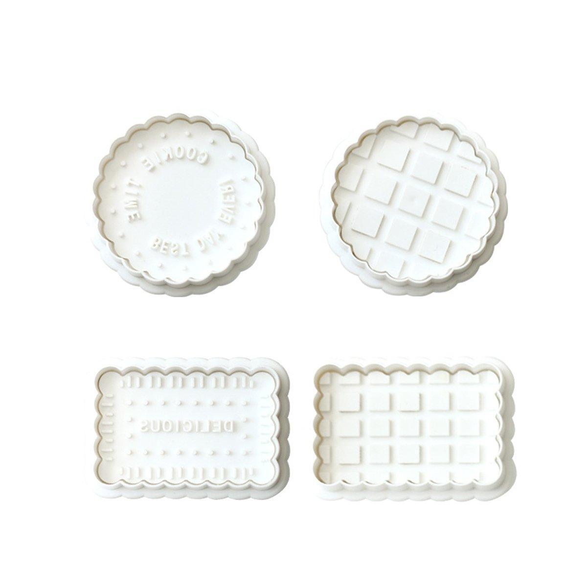 4PCS Plaid Cookie Stamp Set Waffle Biscuit Cutter Press Home Baking Tool Kit