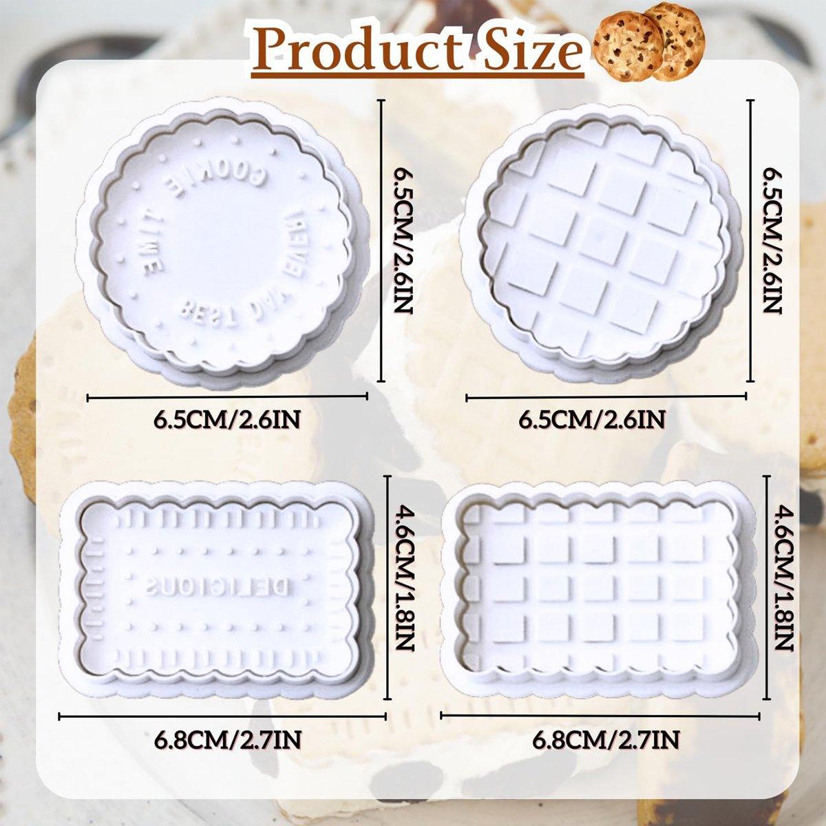4PCS Plaid Cookie Stamp Set Waffle Biscuit Cutter Press Home Baking Tool Kit 3