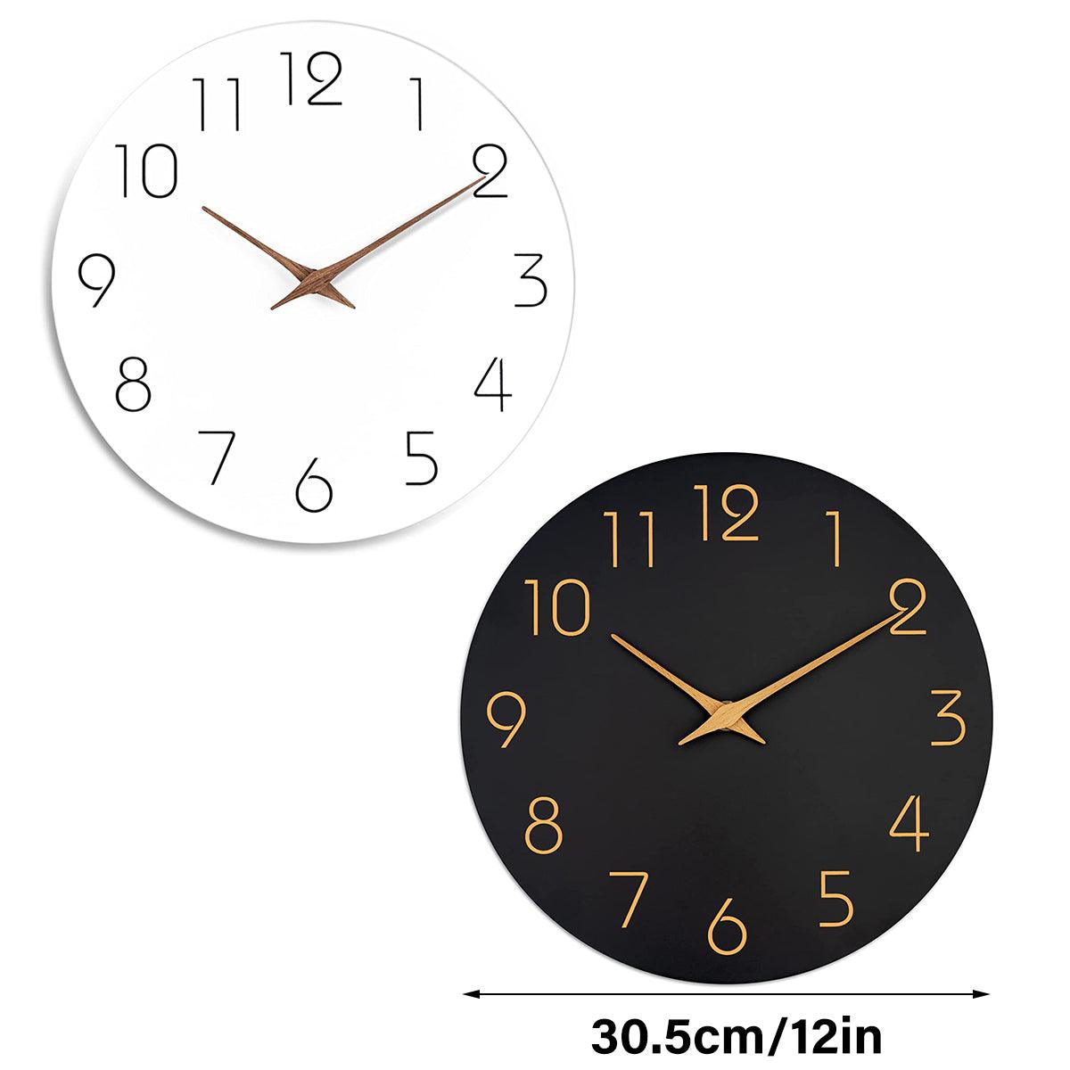 12 Inch Digital Wall Clock Simple Hanging Watch for Living Room Home Decoration - Black 3