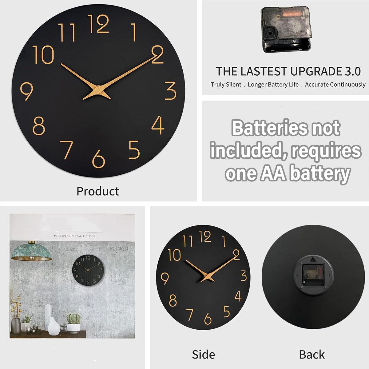 12 Inch Digital Wall Clock Simple Hanging Watch for Living Room Home Decoration - Black 5