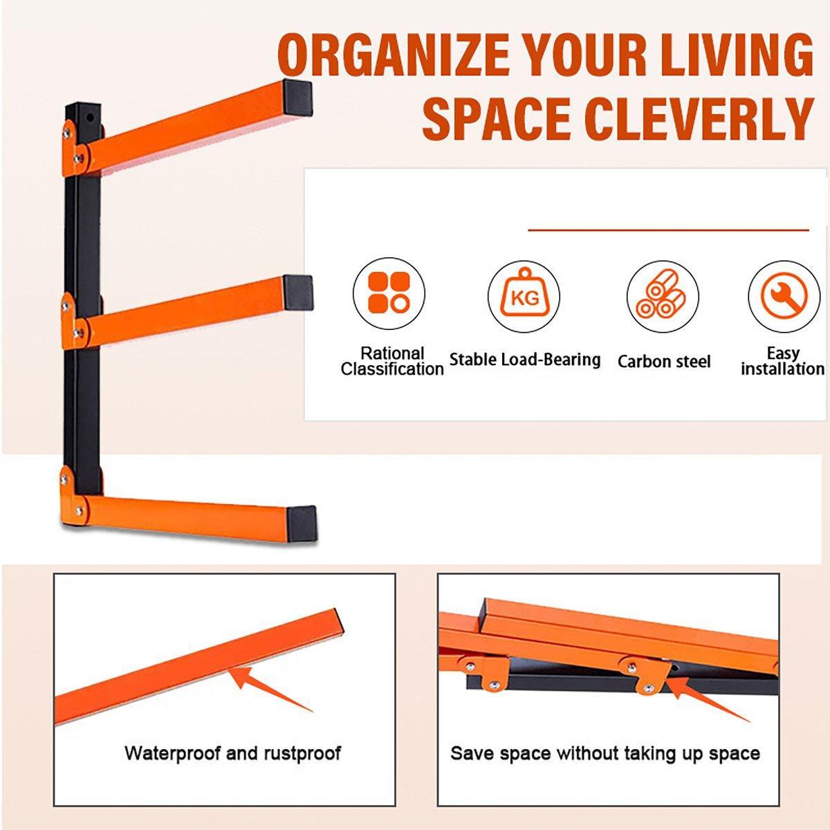 2PCS Wall Mounted Folding Storage Rack Carbon Steel Multi-Layer Organizer 4