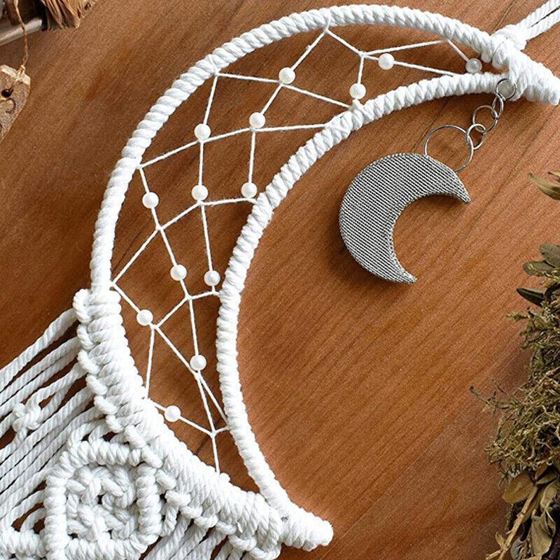 Wall Hanging Tapestry Macrame Moon Dream Catcher Handmade Bedroom Home Decor 5
