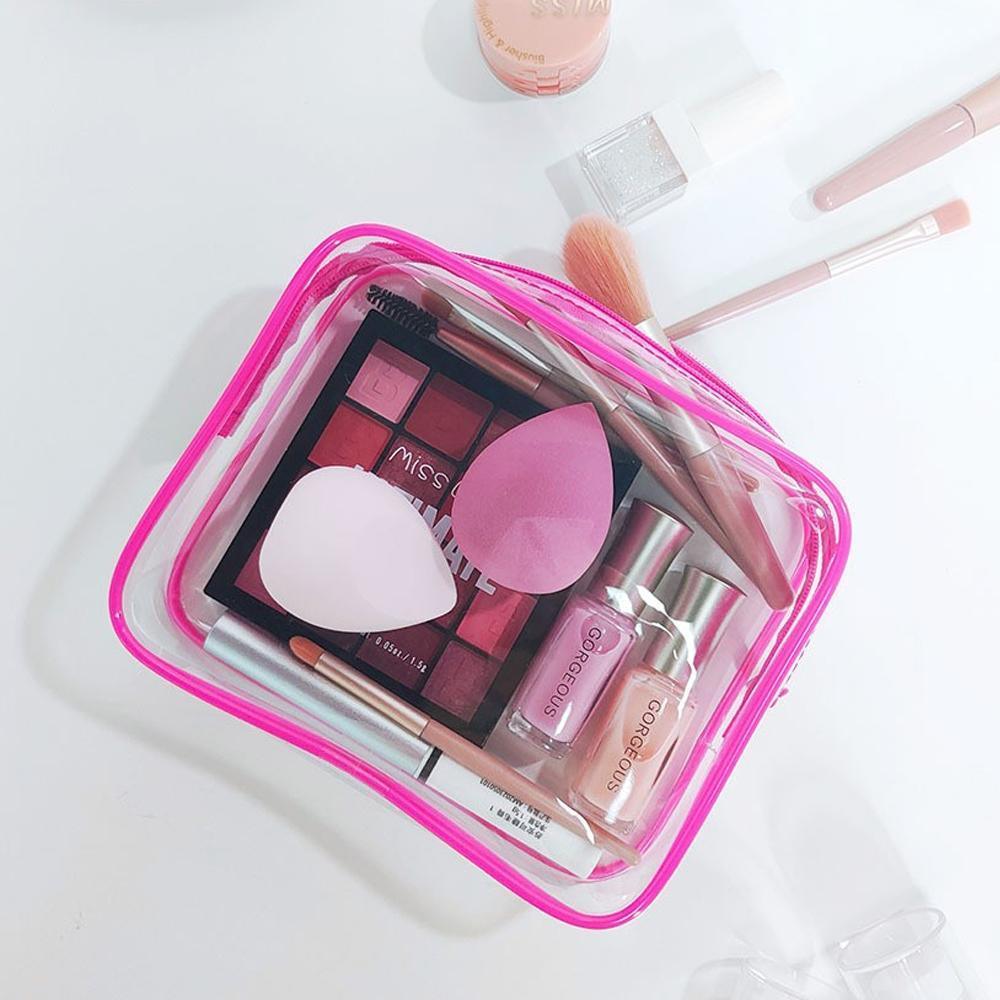 4pcs Durable PVC Cosmetic Bags Easy to Clean Multiple Sizes and Colours 9 Shades - 4pcs-Barbie-Pink 3