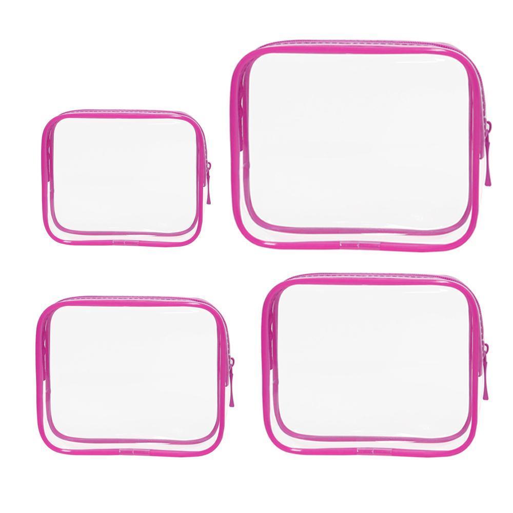 4pcs Durable PVC Cosmetic Bags Easy to Clean Multiple Sizes and Colours 9 Shades - 4pcs-Barbie-Pink 14