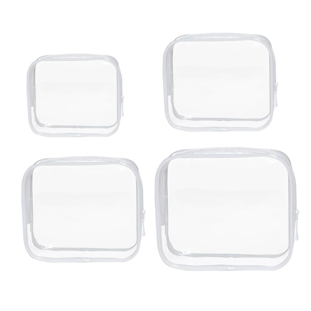 4pcs Durable PVC Cosmetic Bags Easy to Clean Multiple Sizes and Colours 9 Shades - 4pcs-Blue 6