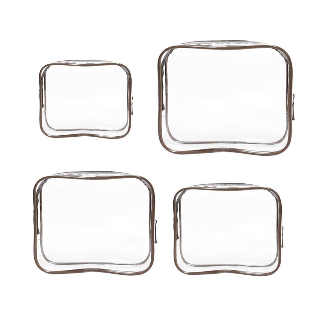 4pcs Durable PVC Cosmetic Bags Easy to Clean Multiple Sizes and Colours 9 Shades - 4pcs-Coffee 7