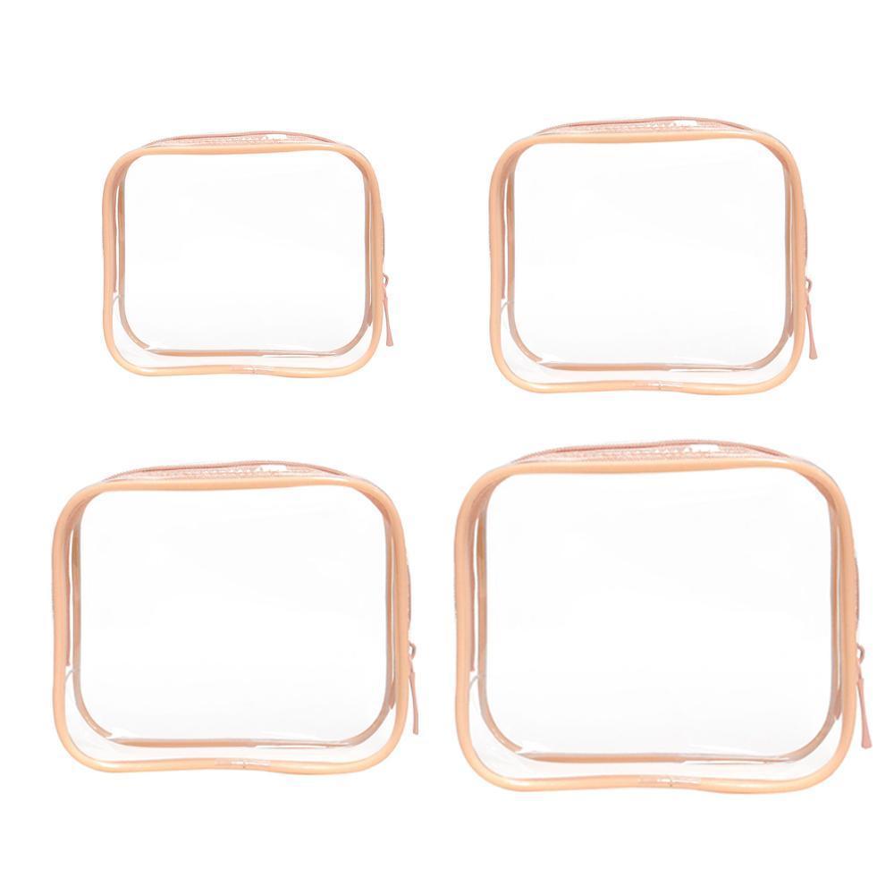 4pcs Durable PVC Cosmetic Bags Easy to Clean Multiple Sizes and Colours 9 Shades - 4pcs-Coffee 13