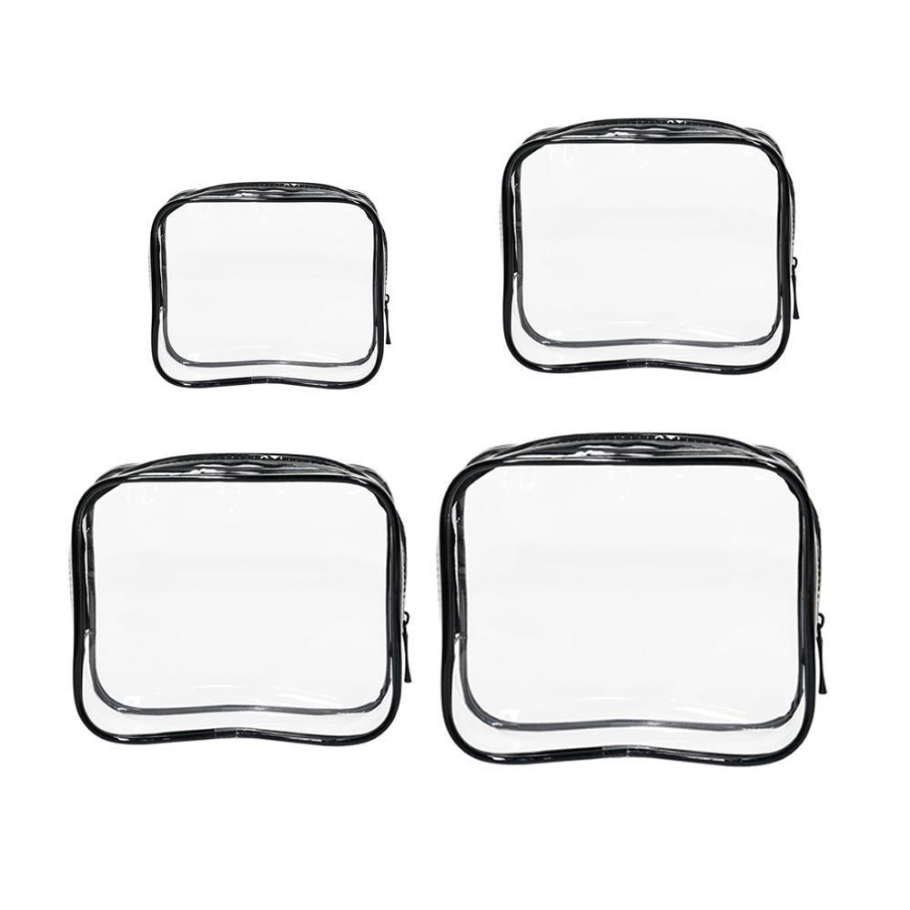 4pcs Durable PVC Cosmetic Bags Easy to Clean Multiple Sizes and Colours 9 Shades - 4pcs-White 8