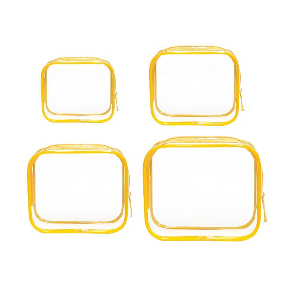 4pcs Durable PVC Cosmetic Bags Easy to Clean Multiple Sizes and Colours 9 Shades - 4pcs-White 11