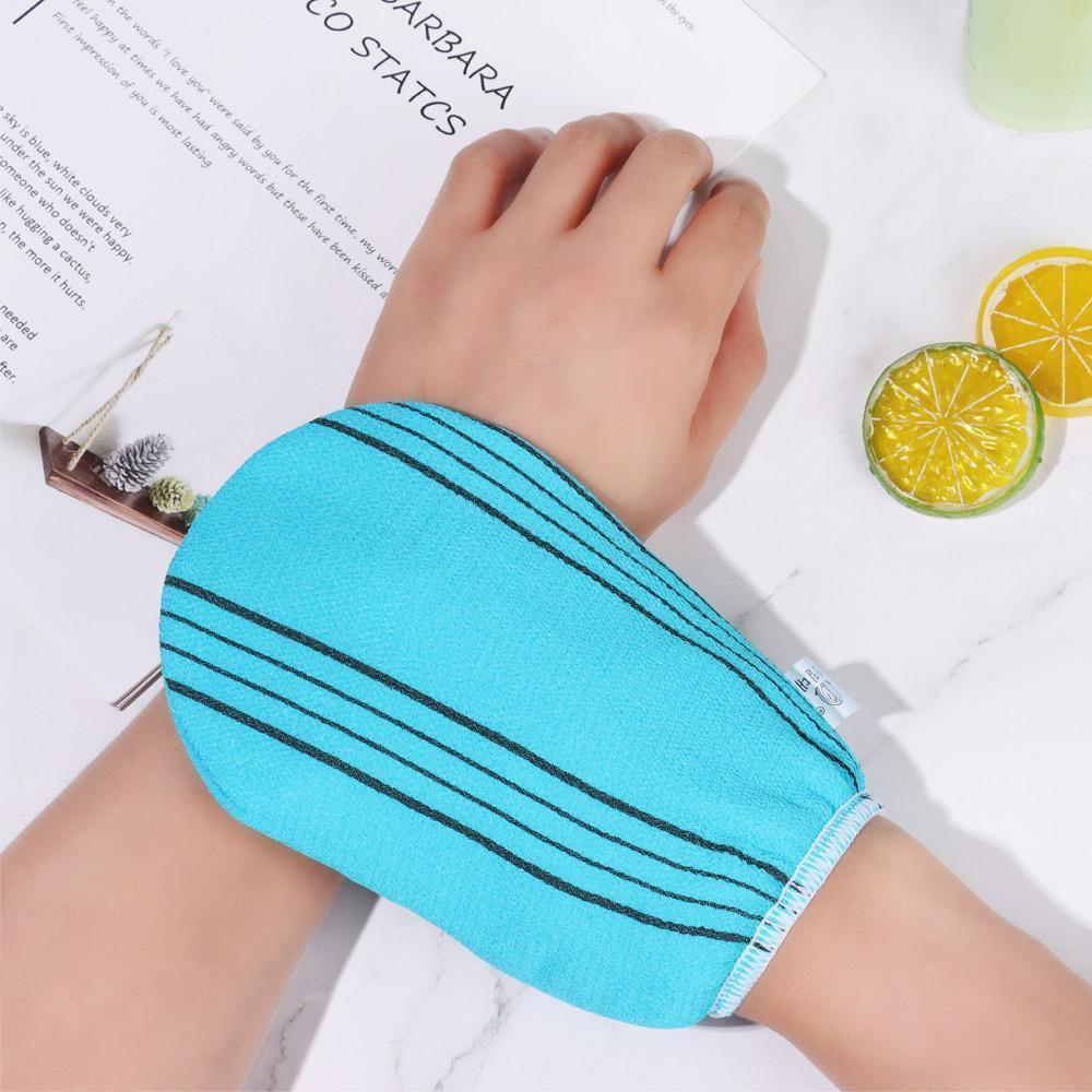 Fiber Cleaner Bath Glove Exfoliating Towel Body Rub Shower Scrub Glove Washcloth - Blue 5