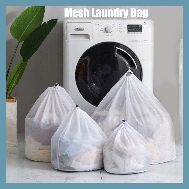 Laundry Washing Mesh Net Bag Drawstring Delicate Cloth Cleaning Clothes Lingerie - XL (80*60CM)