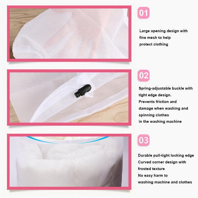 Laundry Washing Mesh Net Bag Drawstring Delicate Cloth Cleaning Clothes Lingerie - XL (80*60CM) 3