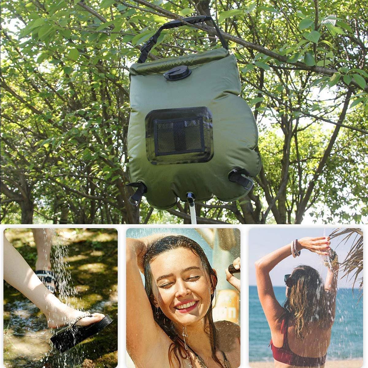 20L Camp Shower Bag Solar Heat Water Pipe Portable Camping Hiking Travel Outdoor 4