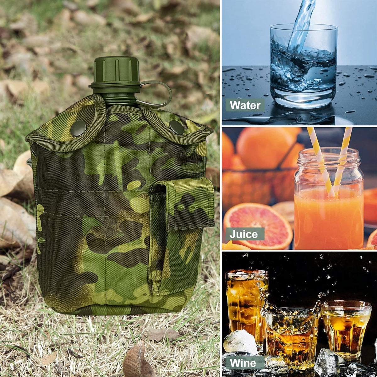 4pcs Camouflage Tactical Water Bottle Outdoor Camping Multi-functional Outdoor 5