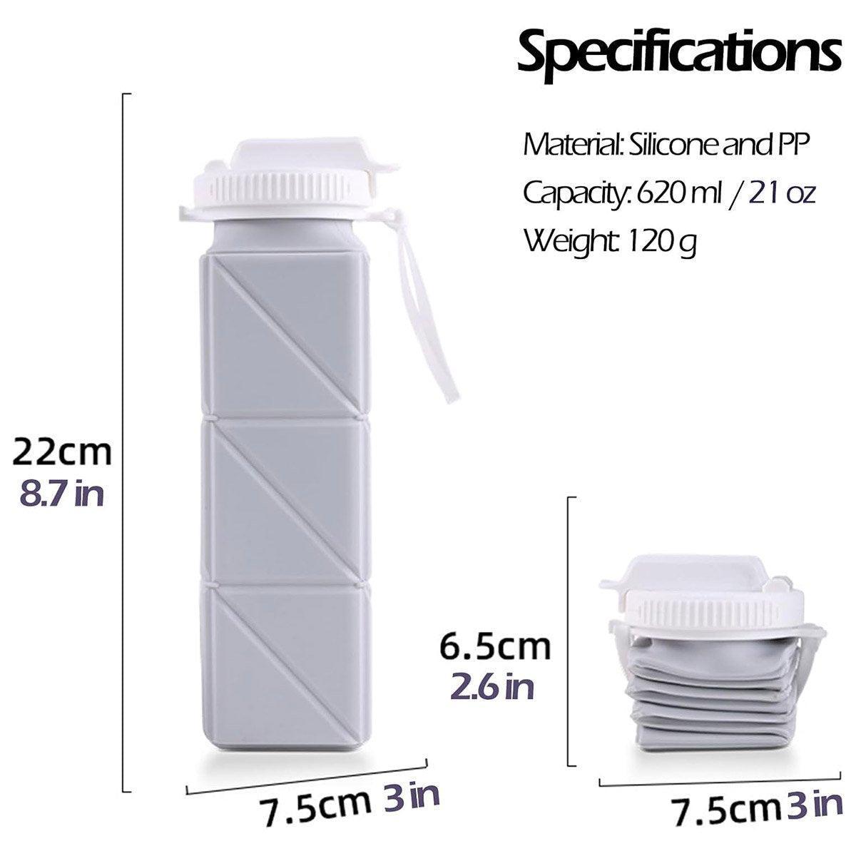 620ml Silicone Folding Water Bottle Food Grade Outdoor Sports Kettle High Temp - Blue 3
