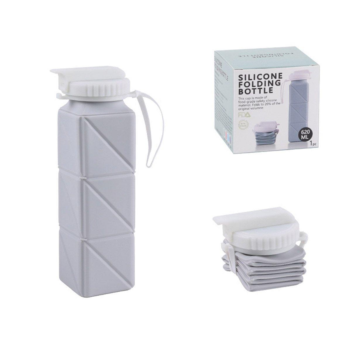 620ml Silicone Folding Water Bottle Food Grade Outdoor Sports Kettle High Temp - Blue 6