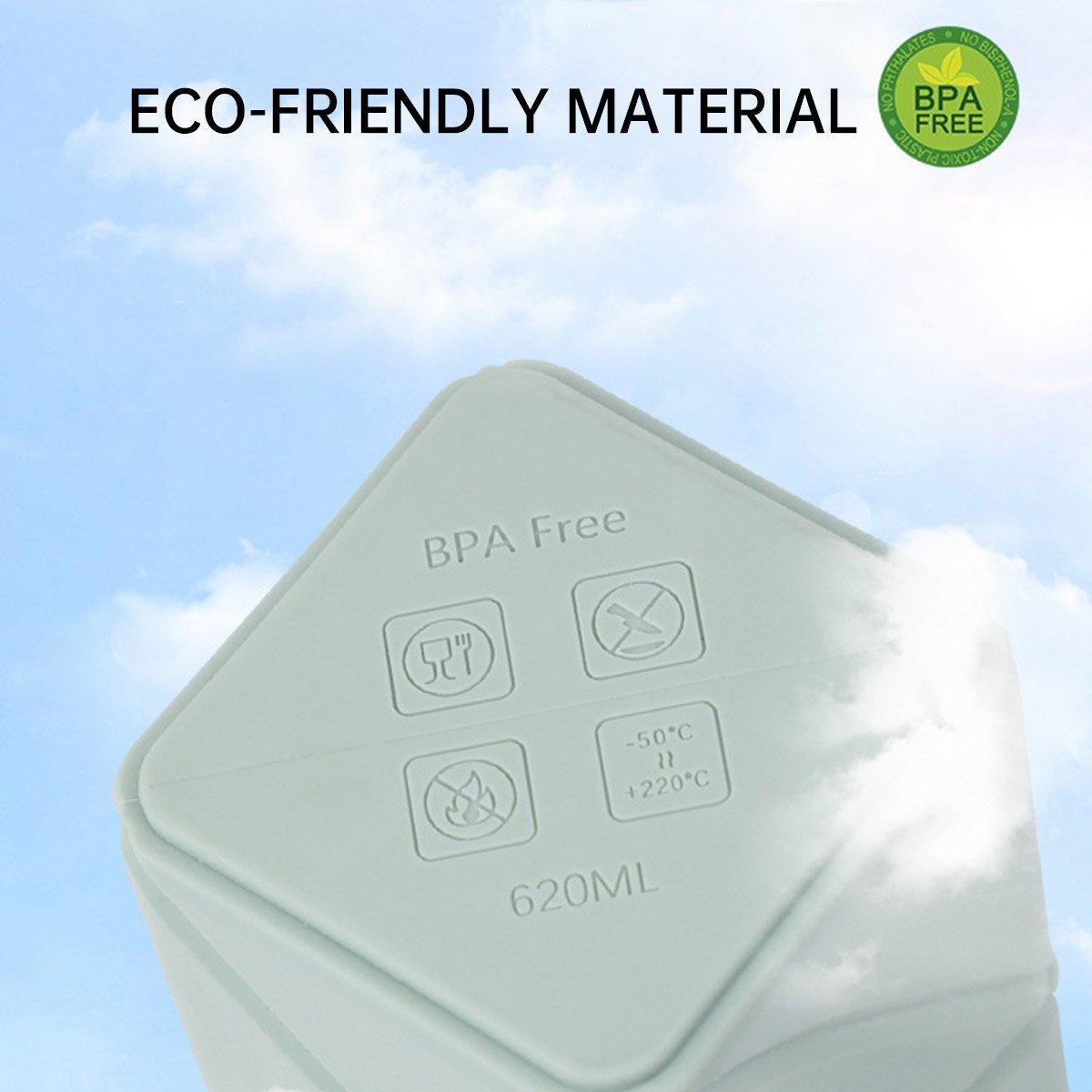 620ml Silicone Folding Water Bottle Food Grade Outdoor Sports Kettle High Temp - Green 5
