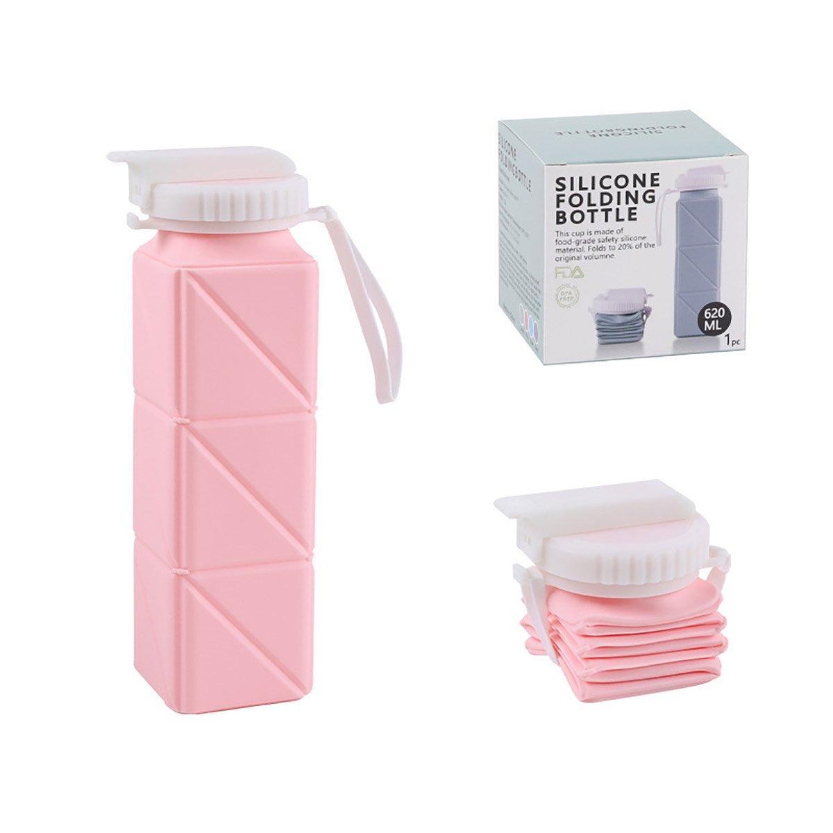 620ml Silicone Folding Water Bottle Food Grade Outdoor Sports Kettle High Temp - Green 9