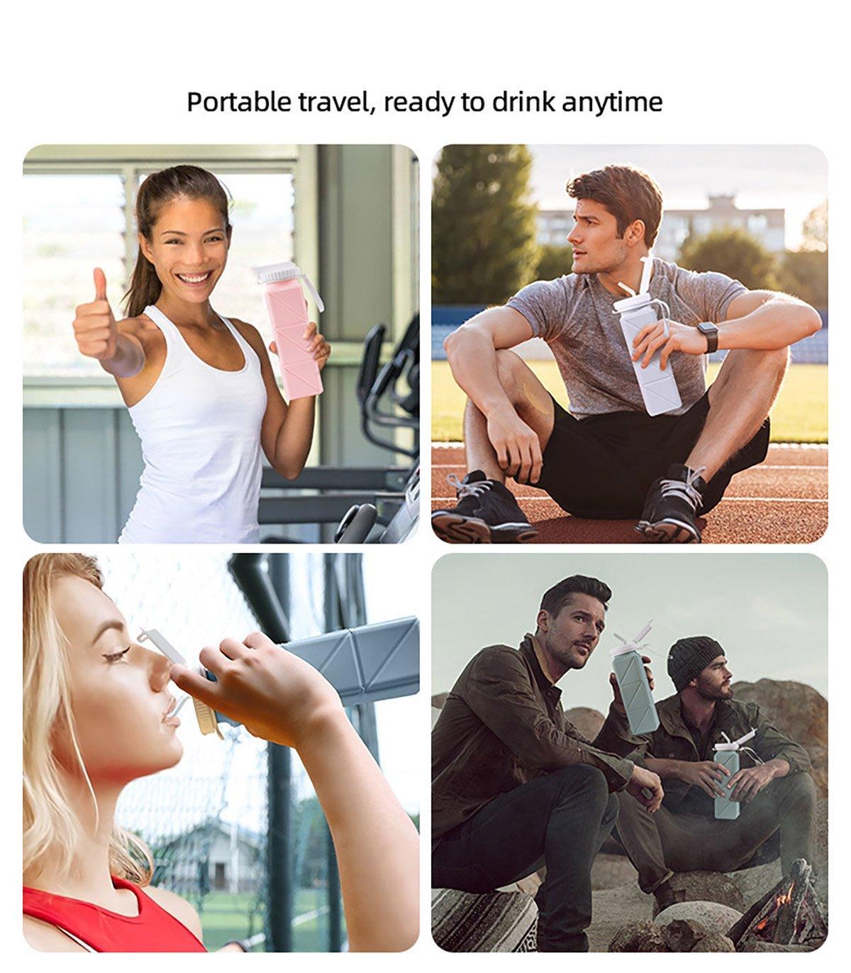 620ml Silicone Folding Water Bottle Food Grade Outdoor Sports Kettle High Temp - Gray 4