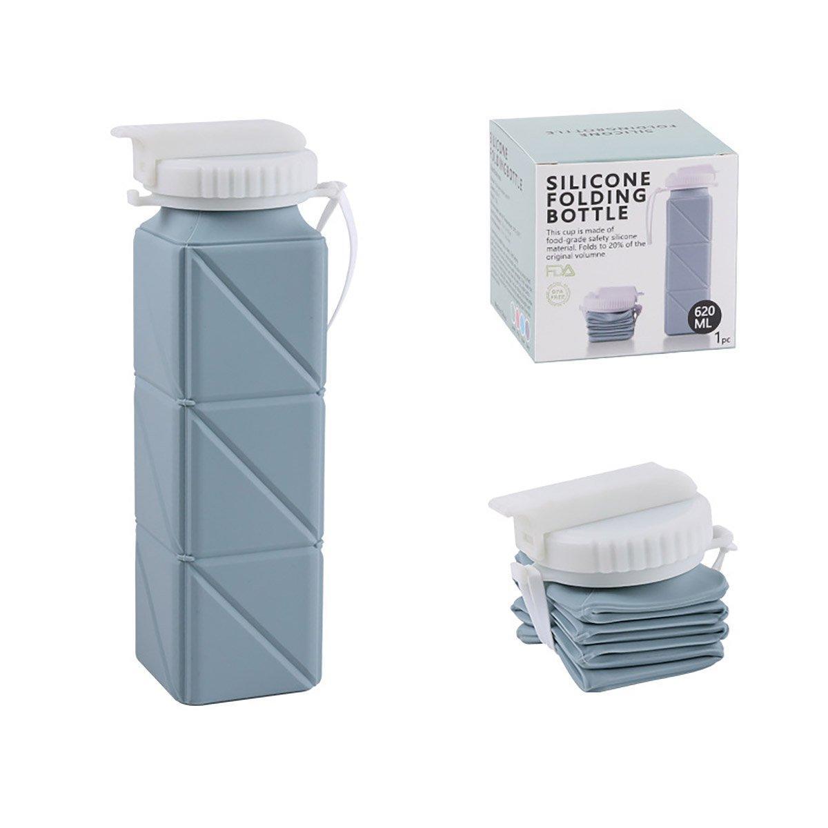 620ml Silicone Folding Water Bottle Food Grade Outdoor Sports Kettle High Temp - Gray 7