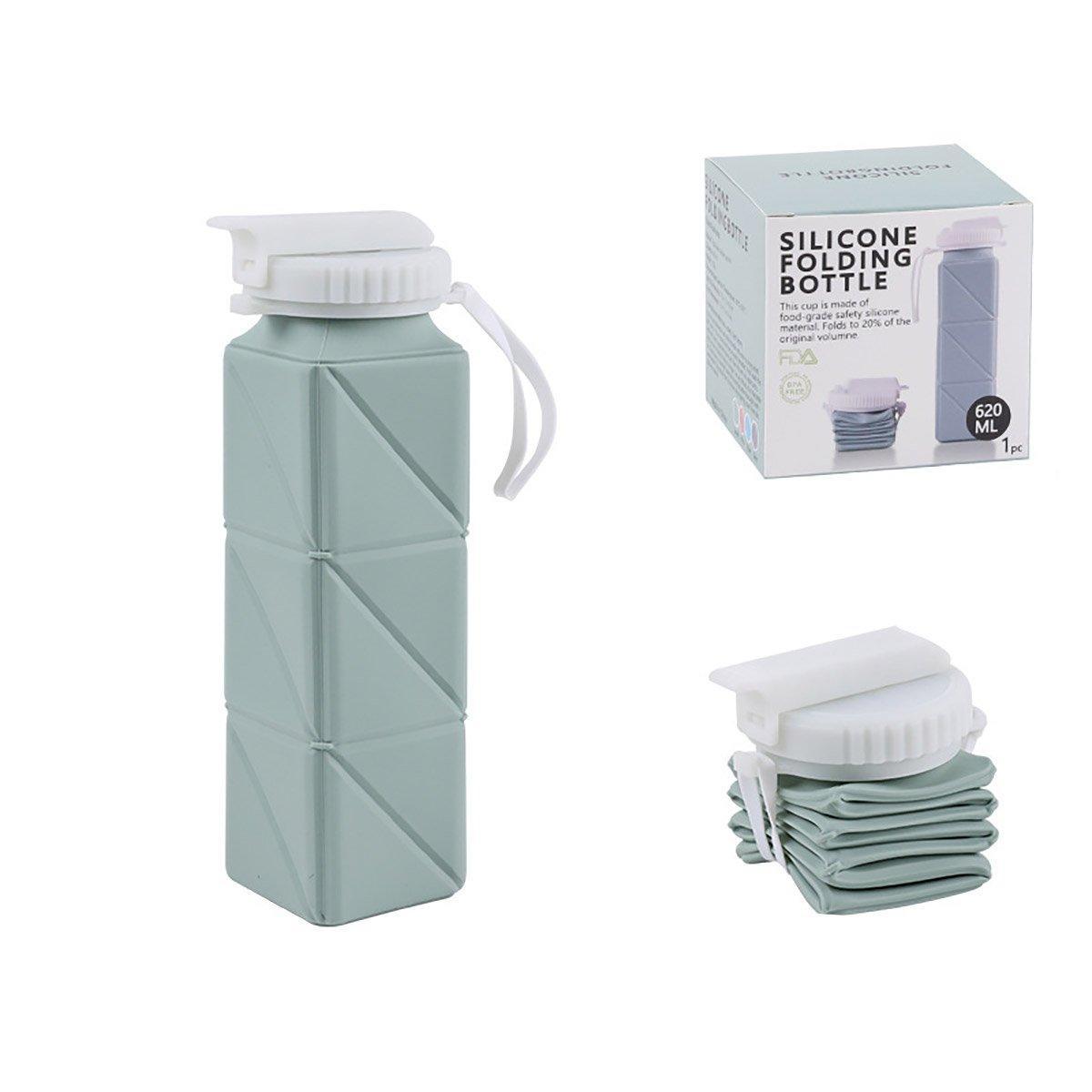 620ml Silicone Folding Water Bottle Food Grade Outdoor Sports Kettle High Temp - Pink 8