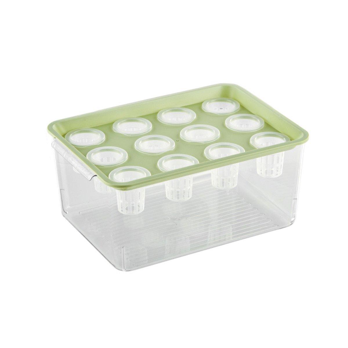 Transparent Rectangular Aquarium 12Hole Lid Portable Hydroponic Plant Fish Tank - Green 7