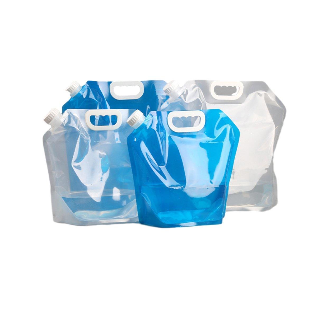 4pcs Folding Water Storage Bag Portable Bucket for Camping Hiking Outdoor Sports - Transparent