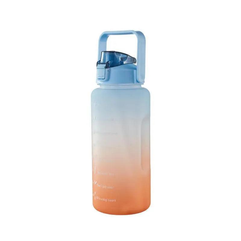 2L Large Water Bottle Straw Time Gradient Cup Fitness Jugs Sport Gym Training - Pink 8