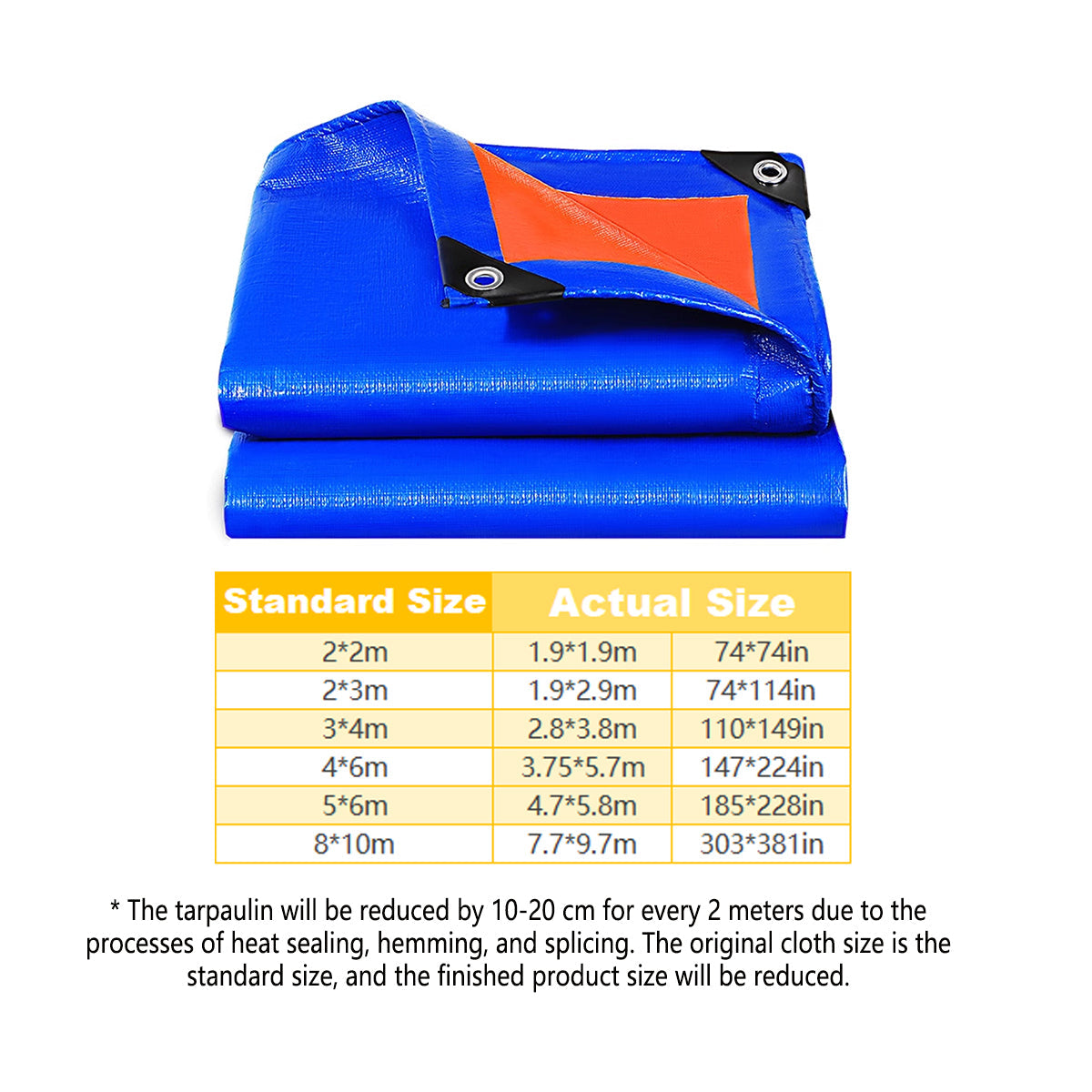 Waterproof Plastic Tarp Cover Heavy Duty Ground Sheet Rainproof Dustproof Blue - 2x2m 3