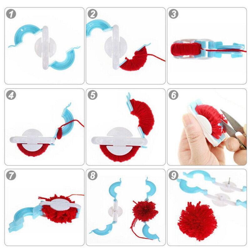 Pom Pom Maker Set of 4 Sizes DIY Wool Knitting Craft Ball Making Tool 4