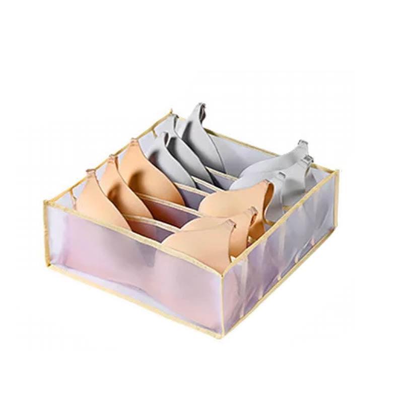 Foldable Drawer Organizer Divider Bra Sock Underwear Storage Closet Wardrobe - White with 7 Boxes 9