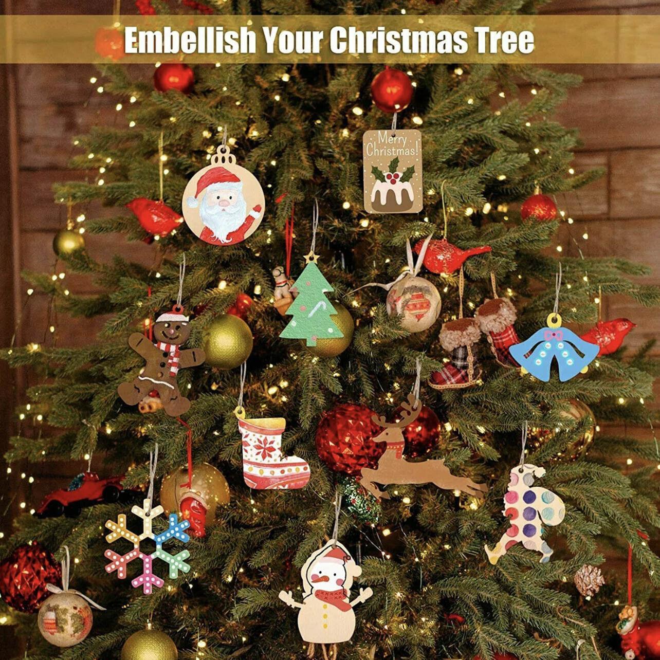 Wooden Christmas Hanging Ornament for Tree DIY Craft Decoration 10pcs - Deer01 4