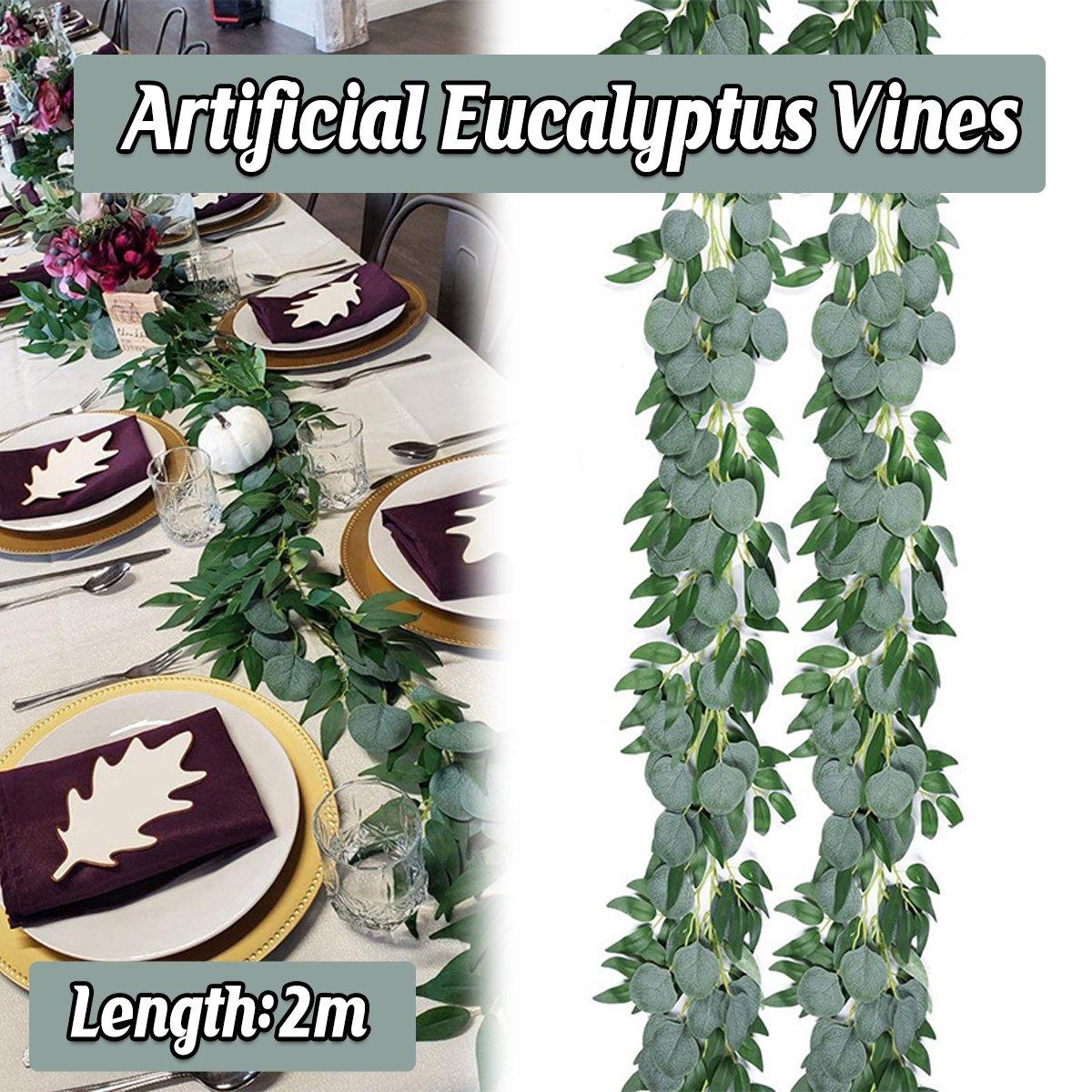 Artificial Eucalyptus Garland 2m Green Vine Fake Plant Home Decoration Rattan